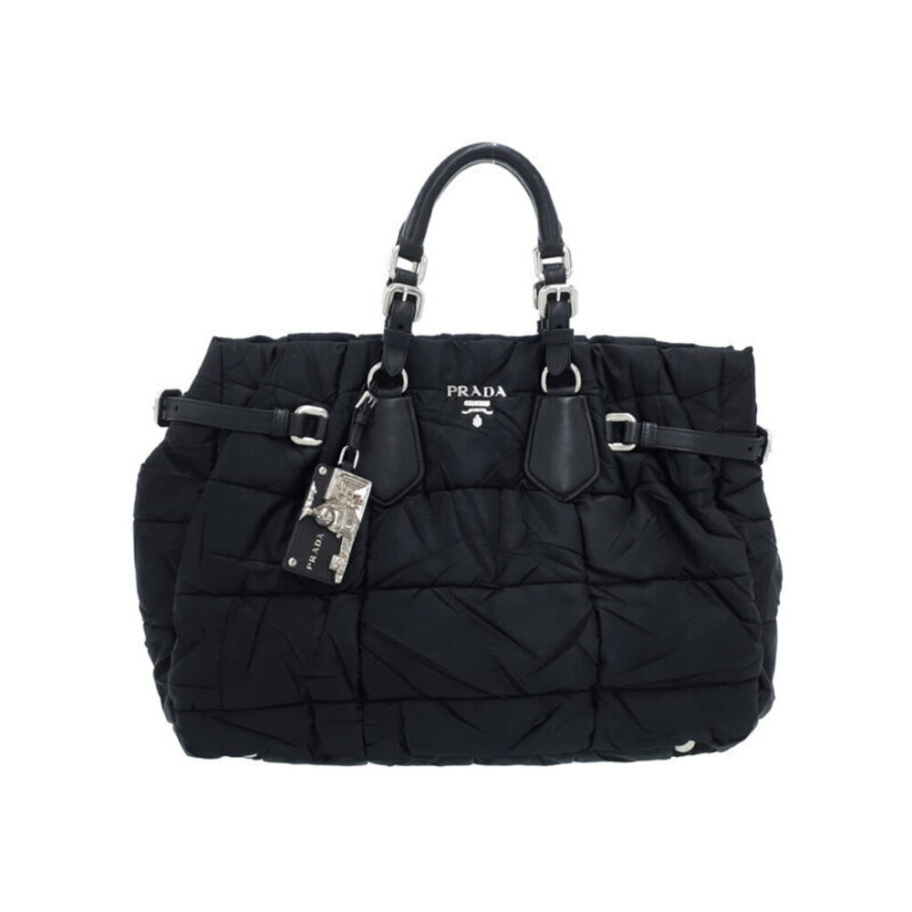 Prada Black Quilted Tessuto Shopping Tote Bag